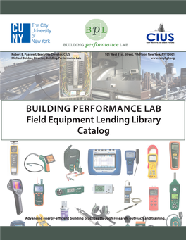 BUILDING PERFORMANCE LAB Field Equipment Lending Library Catalog