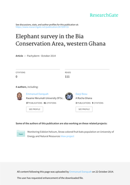 Elephant Survey in the Bia Conservation Area, Western Ghana