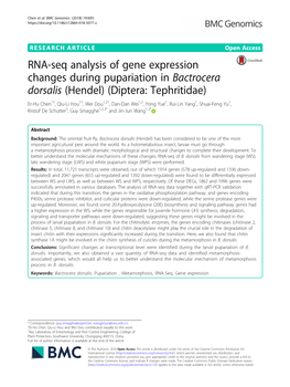 RNA-Seq Analysis of Gene Expression Changes During Pupariation in Bactrocera Dorsalis (Hendel) (Diptera: Tephritidae)