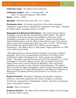 Alpena News Collection: Editorial Negatives (1992-1993) [ANC-12]