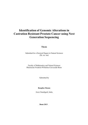Identification of Genomic Alterations in Castration Resistant Prostate Cancer Using Next Generation Sequencing