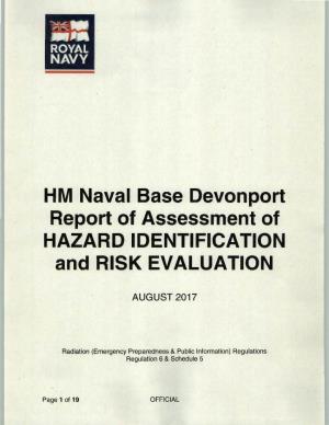 HM Naval Base Devenport Report of Assessment of HAZARD IDENTIFICATION and RISK EVALUATION