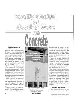 Quality Control of Coating Work on Concrete