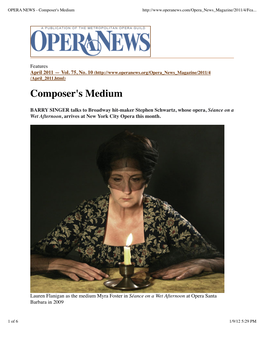 OPERA NEWS - Composer's Medium