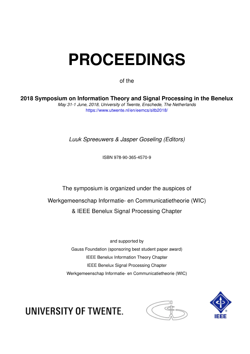 Proceedings of the 2018 Symposium on Information Theory and Signal Processing in the Benelux, May 31
