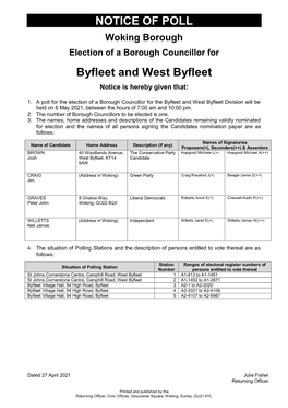 NOTICE of POLL Byfleet and West Byfleet