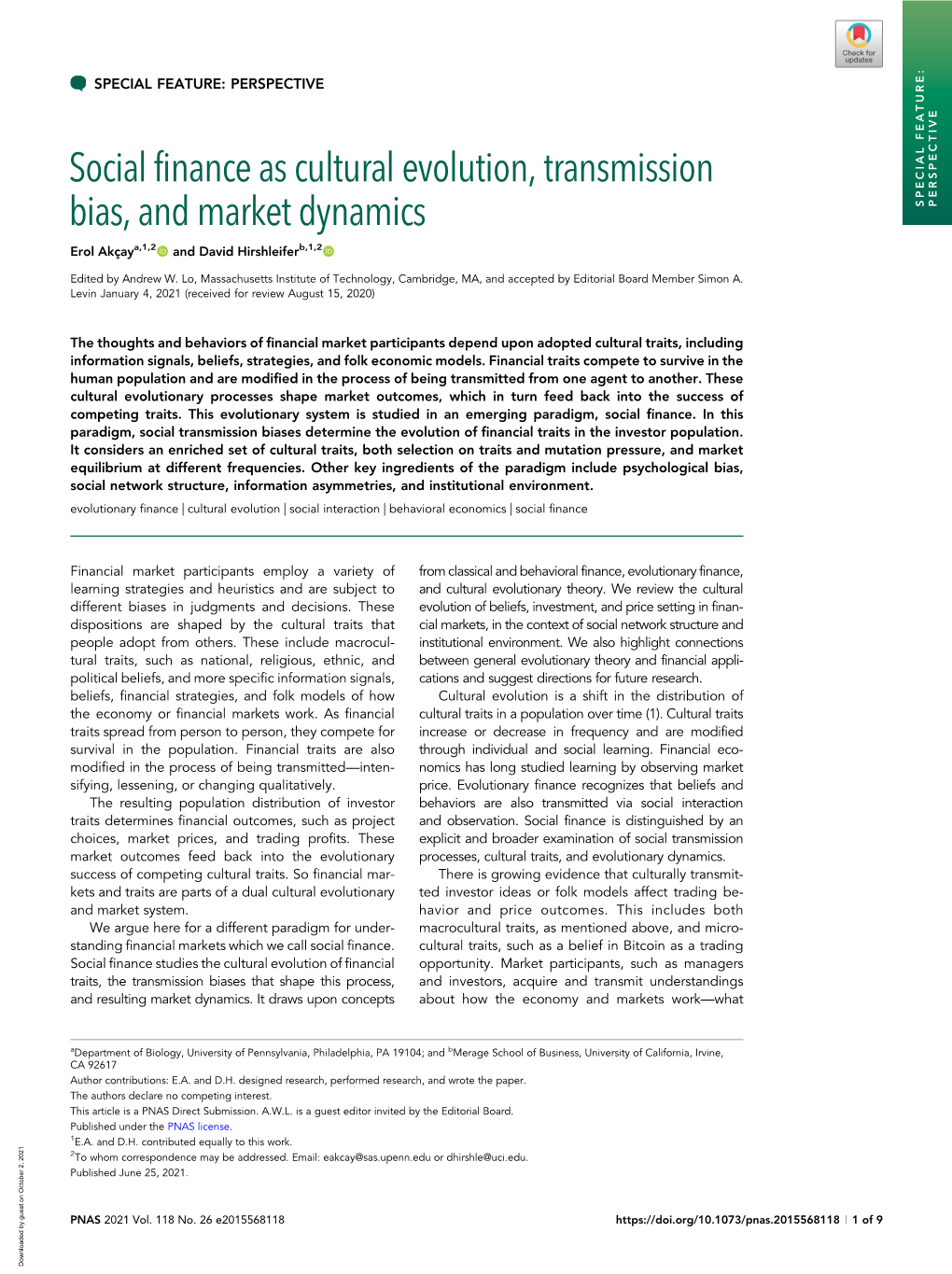 Social Finance As Cultural Evolution, Transmission Bias, and Market