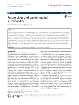 Future Cities and Environmental Sustainability Saffa Riffat, Richard Powell and Devrim Aydin*