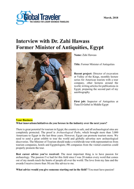 Interview with Dr. Zahi Hawass Former Minister of Antiquities, Egypt