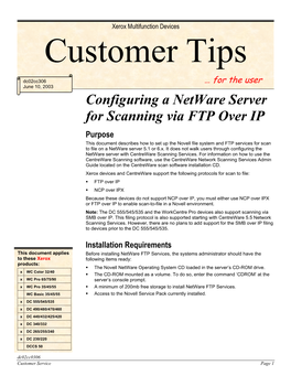 Configuring a Netware Server for Scanning Via FTP Over IP (PDF