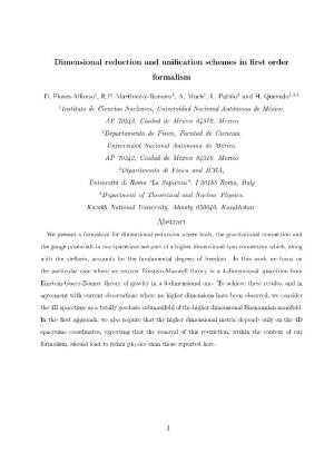 Dimensional Reduction and Unification Schemes in First Order Formalism