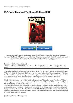 [647.Book] Download the Doors: Unhinged PDF