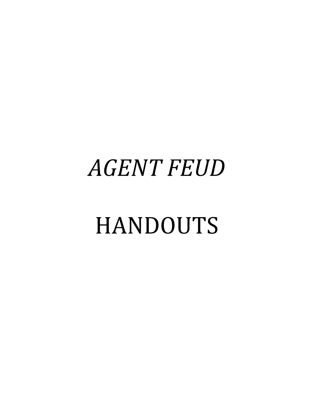 VPAR Agent Feud Handout