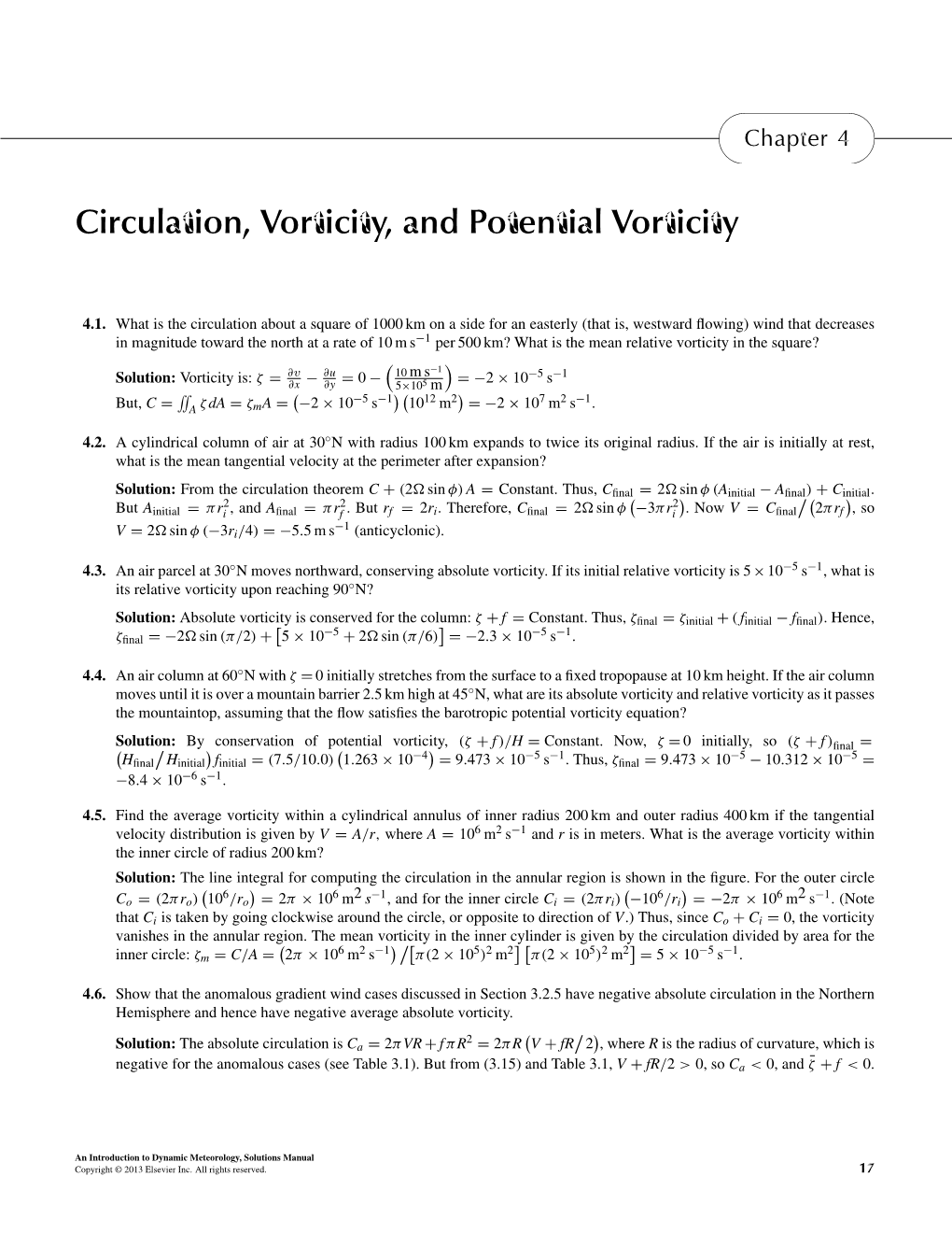 Circulation, Vorticity, and Potential Vorticity