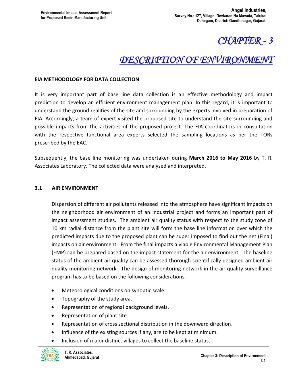 Chapter - 3 Description of Environment