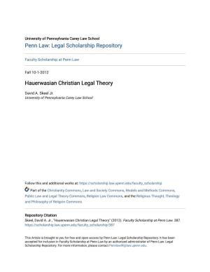 Hauerwasian Christian Legal Theory