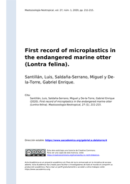 First Record of Microplastics in the Endangered Marine Otter (Lontra Felina)
