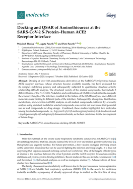 Docking and QSAR of Aminothioureas at the SARS-Cov-2 S-Protein–Human ACE2 Receptor Interface