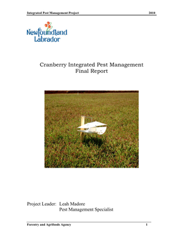 Cranberry Integrated Pest Management Final Report