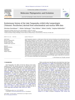 Evolutionary History of the Lake Tanganyika Cichlid Tribe Lamprologini (Teleostei: Perciformes) Derived from Mitochondrial and Nuclear DNA Data