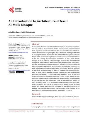 An Introduction to Architecture of Nasir Al-Mulk Mosque