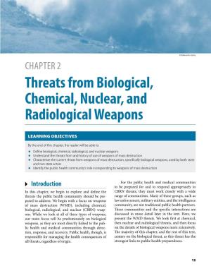 Threats from Biological, Chemical, Nuclear, and Radiological Weapons