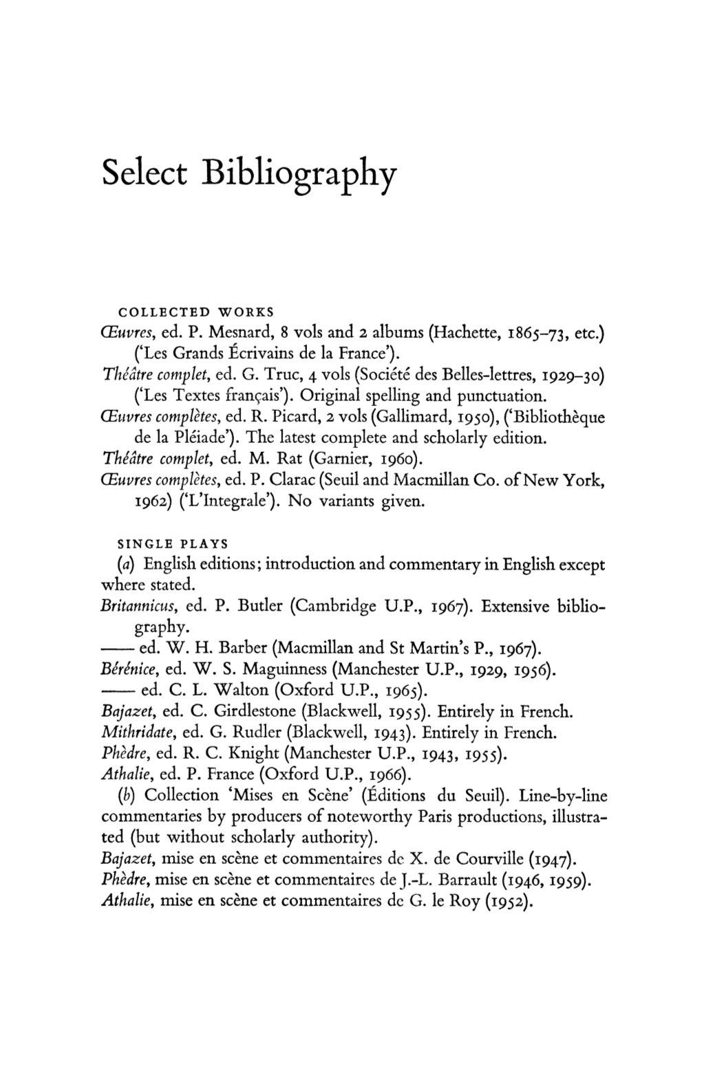 Select Bibliography