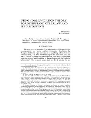 Using Communication Theory to Understand Cyberlaw and Its Discontents