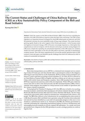 The Current Status and Challenges of China Railway Express (CRE) As a Key Sustainability Policy Component of the Belt and Road Initiative