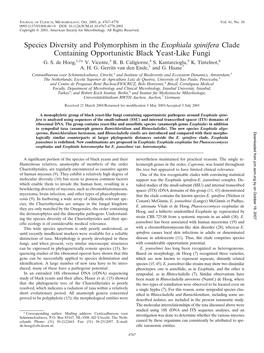 Species Diversity and Polymorphism in the Exophiala Spinifera Clade Containing Opportunistic Black Yeast-Like Fungi G