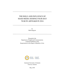 The Role and Influence of Mass Media During Four-Day War in Artsakh in 2016