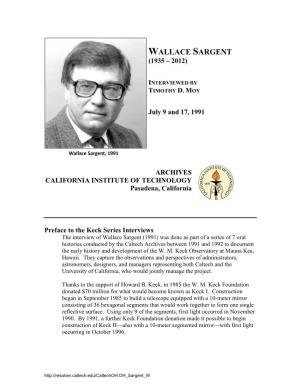 Interview with Wallace Sargent