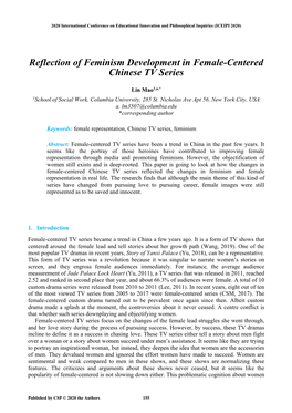 Reflection of Feminism Development in Female-Centered Chinese TV Series