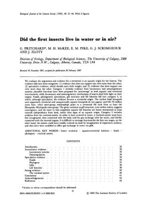 Did the First Insects Live in Water Or in Air?