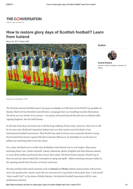 How to Restore Glory Days of Scottish Football? Learn from Iceland