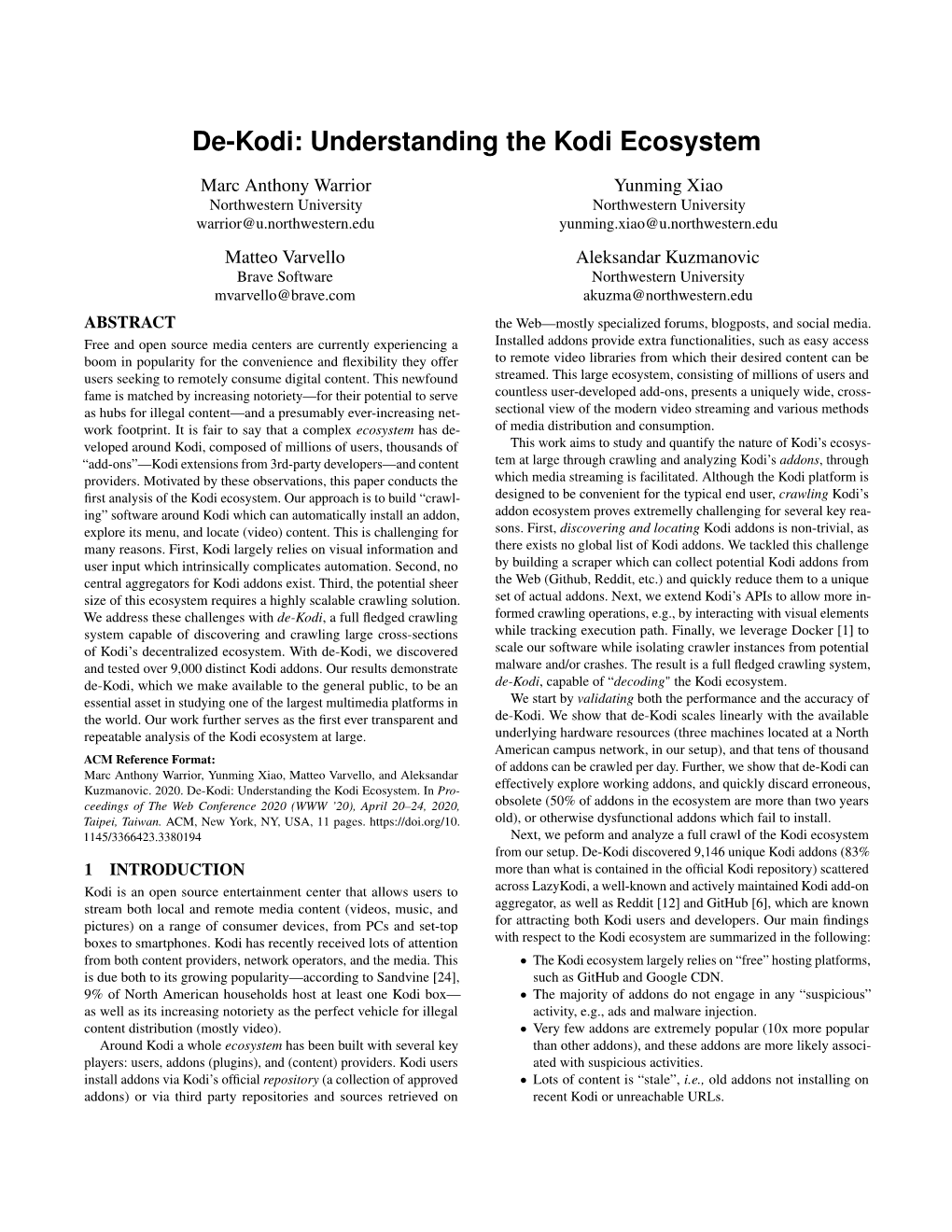 De-Kodi: Understanding the Kodi Ecosystem
