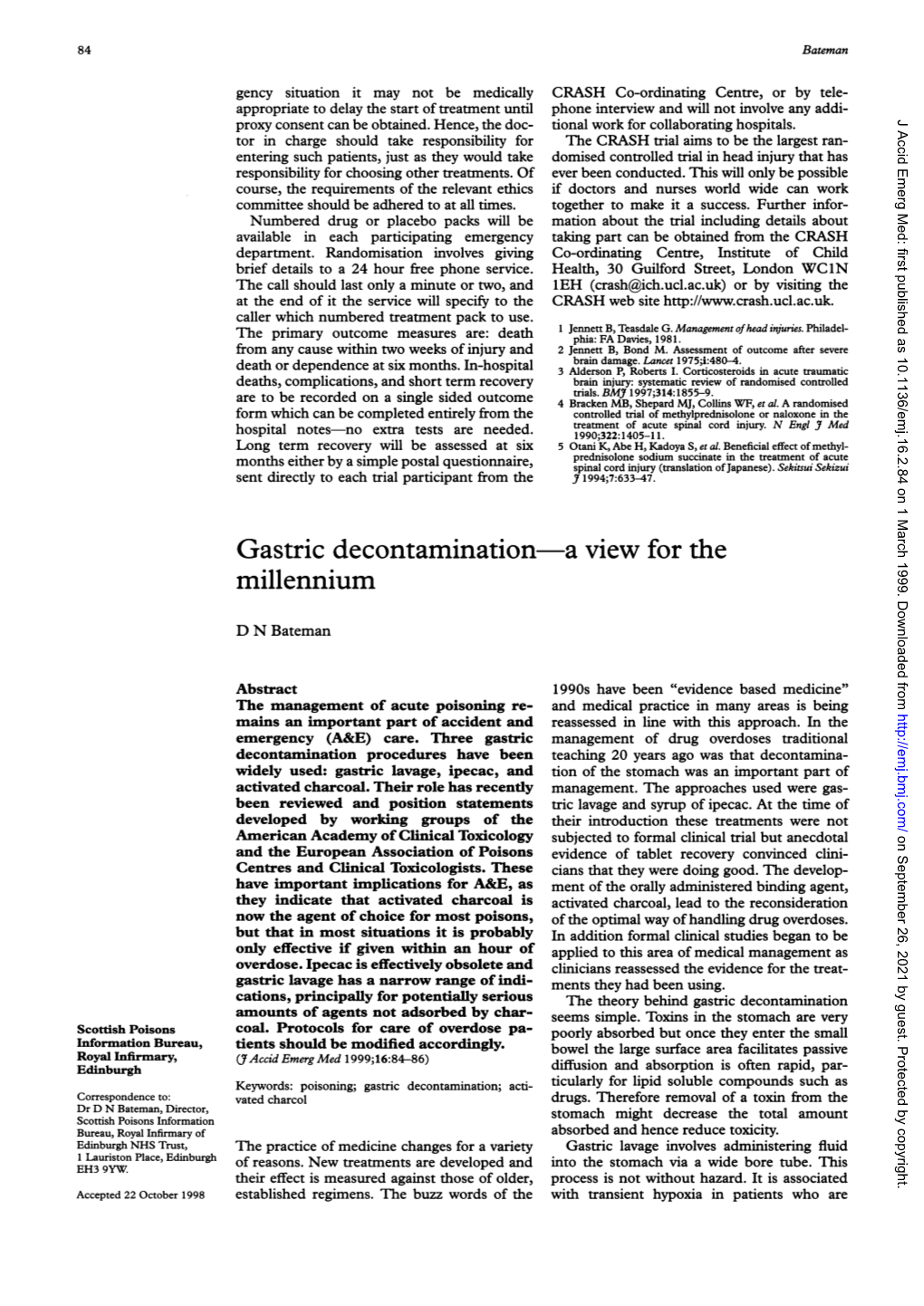 Gastric Decontamination-A View for the Millennium