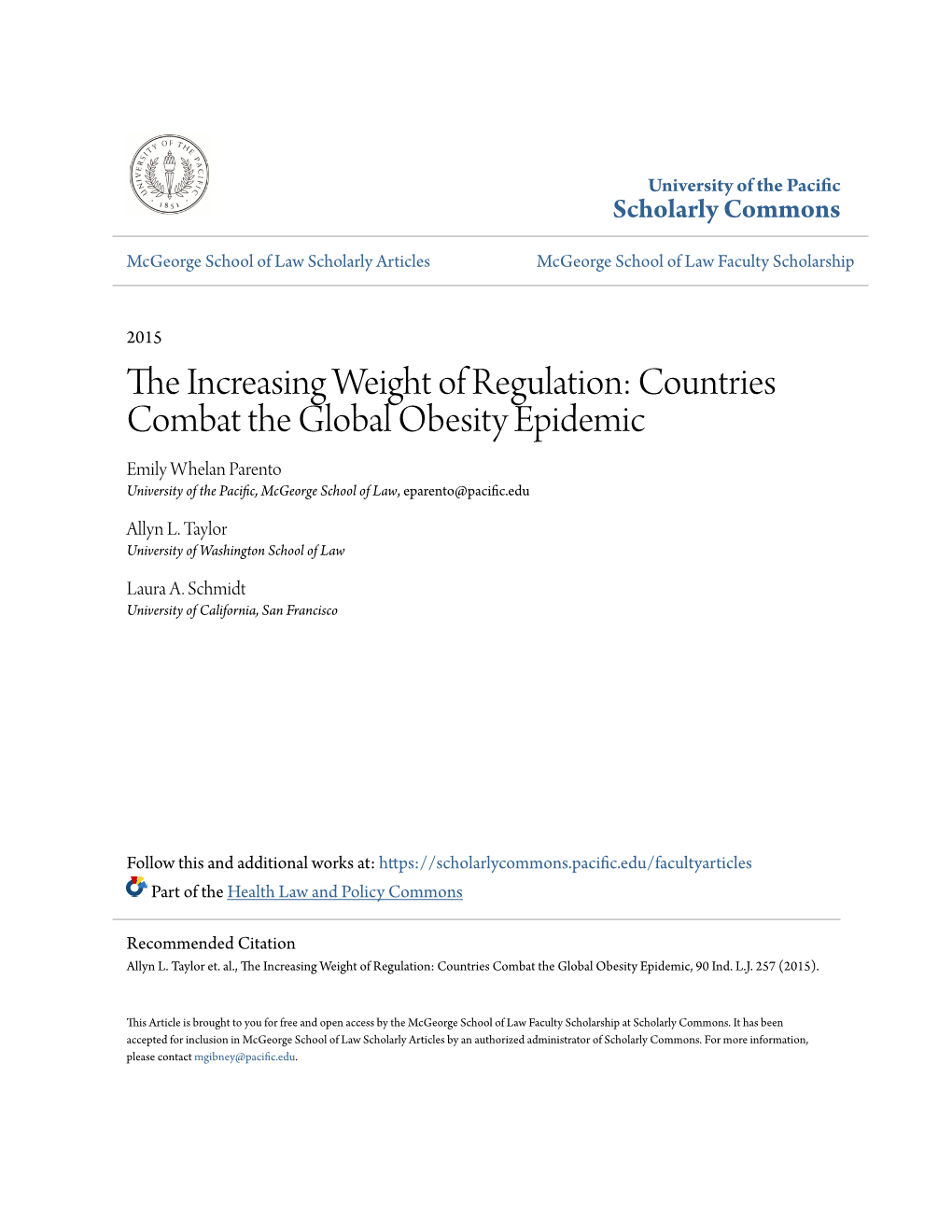 The Increasing Weight of Regulation: Countries Combat the Global Obesity Epidemic