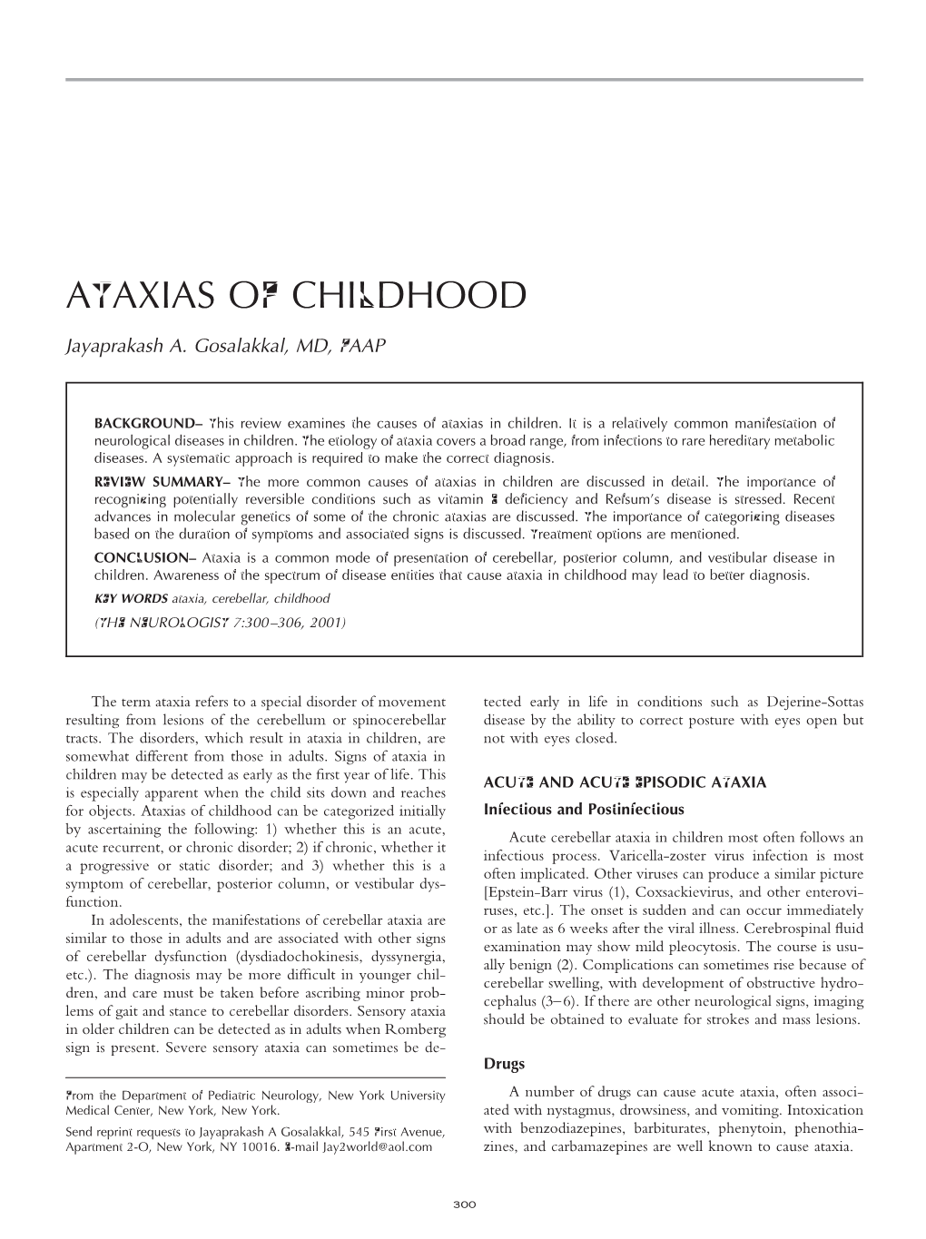 Ataxias of Childhood