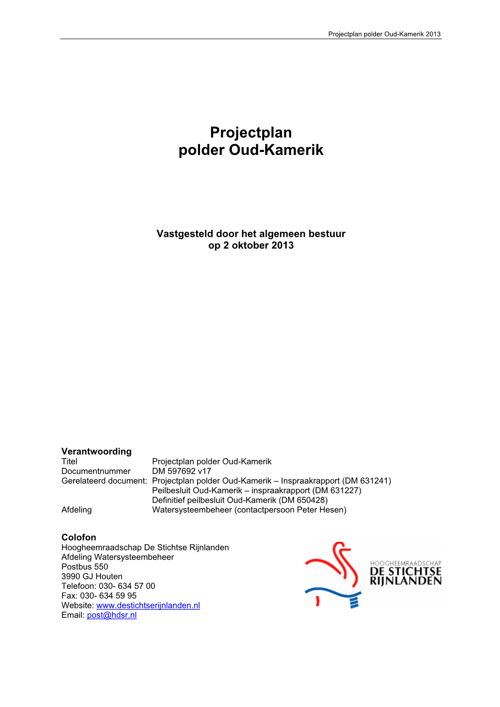 Projectplan Polder Oud-Kamerik 2013