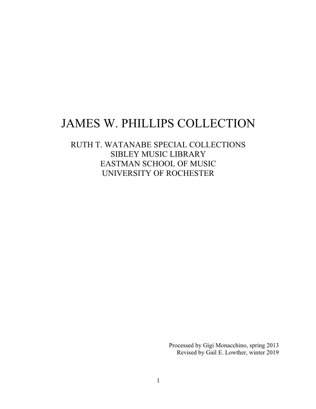 James W. Phillips Collection