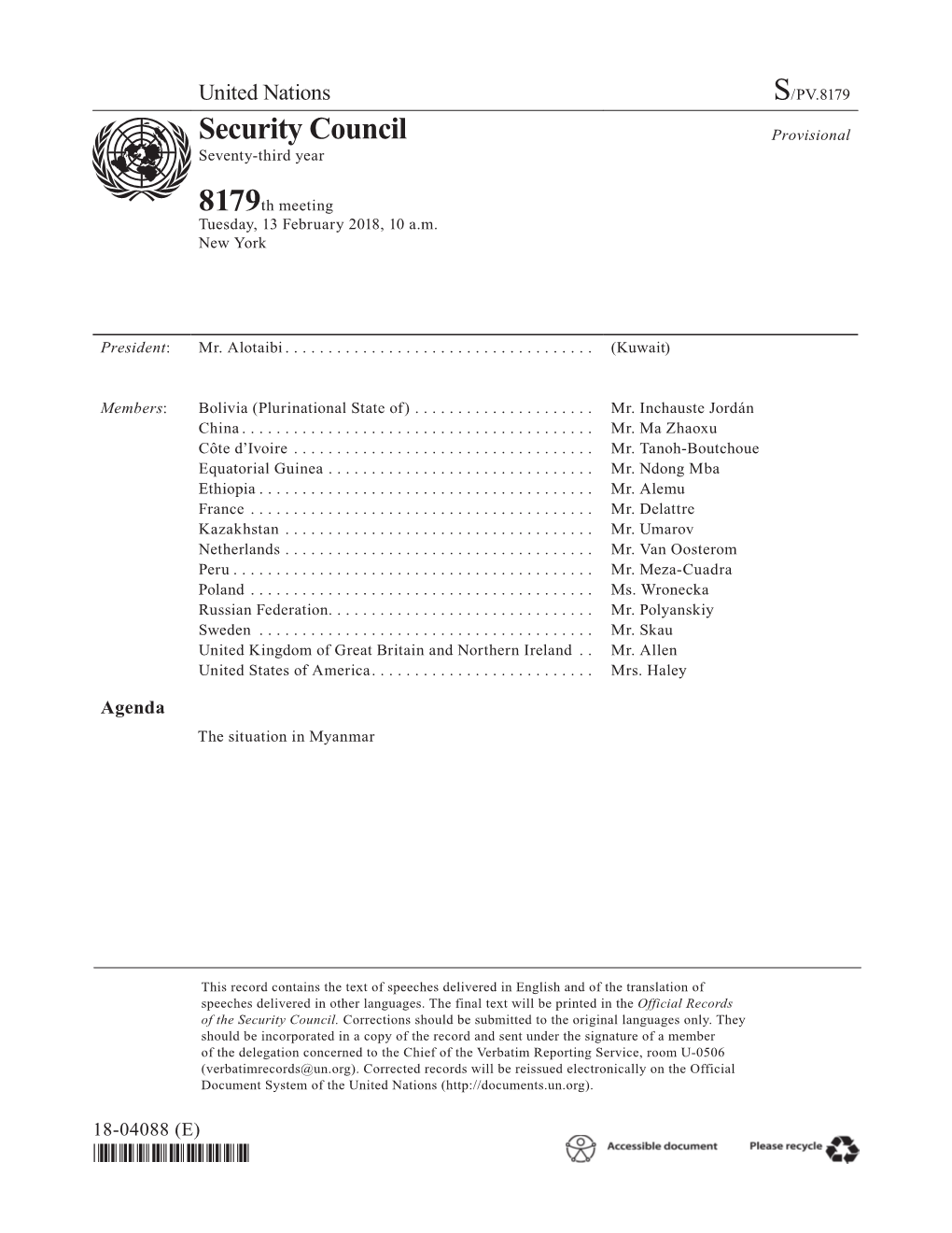 S/PV.8179 the Situation in Myanmar 13/02/2018