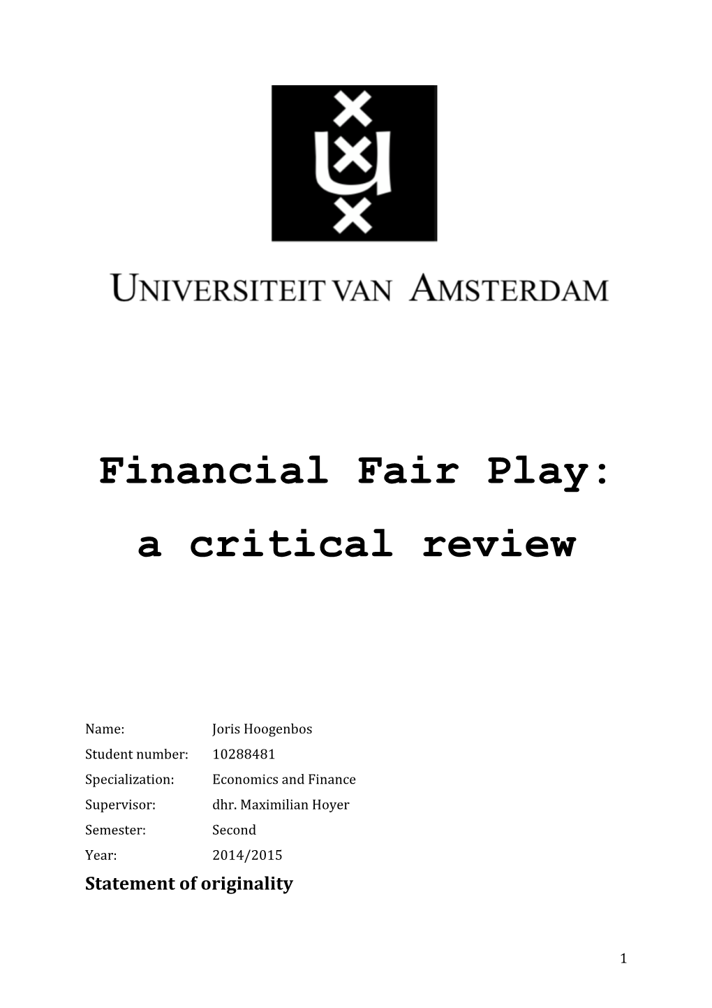 Financial Fair Play: a Critical Review