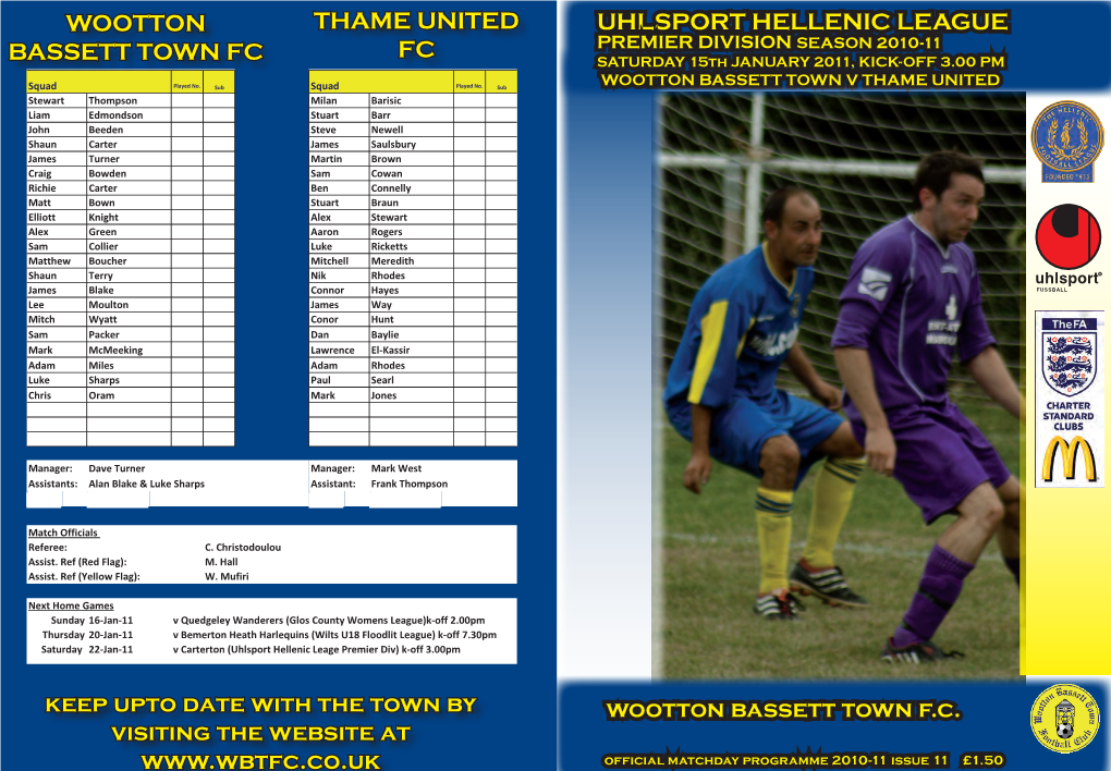 Saturday 15Th January 2011 Thame United