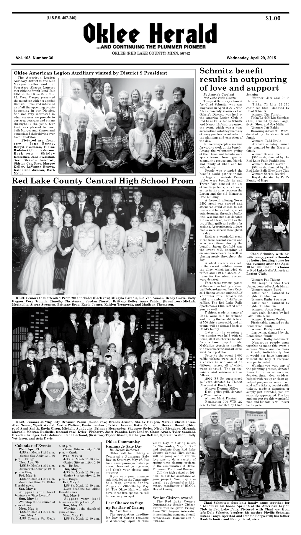 Red Lake County Central High School Prom Schmitz Benefit Results In