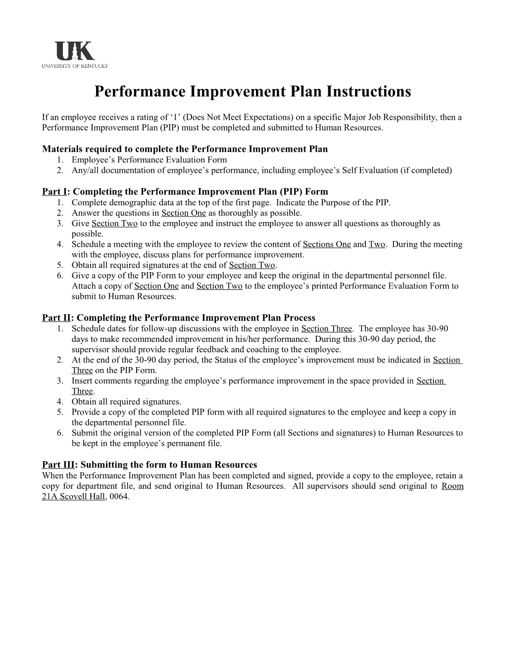 Performance Improvement Plan s1