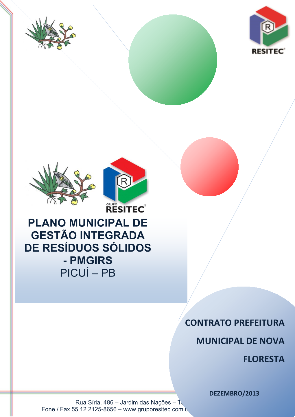 Plano Municipal De Gestão Integrada De Resíduos Sólidos - Pmgirs Picuí – Pb