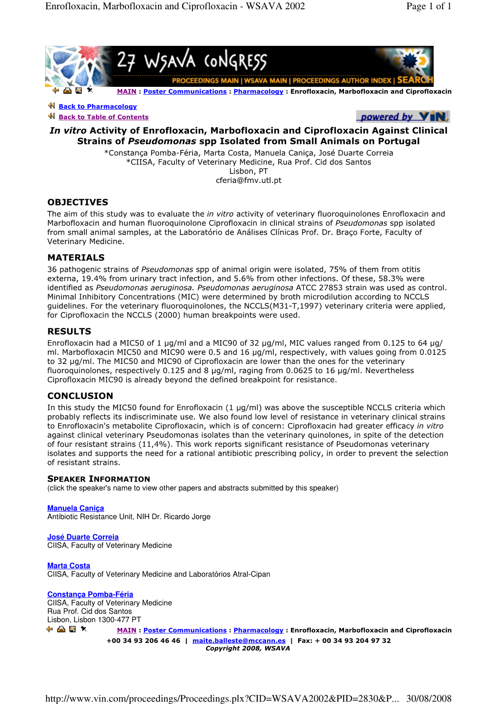 Page 1 of 1 Enrofloxacin, Marbofloxacin and Ciprofloxacin