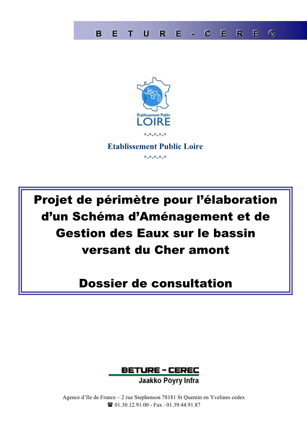 Projet De Périmètre Pour L'élaboration D'un Schéma D'aménagement Et De