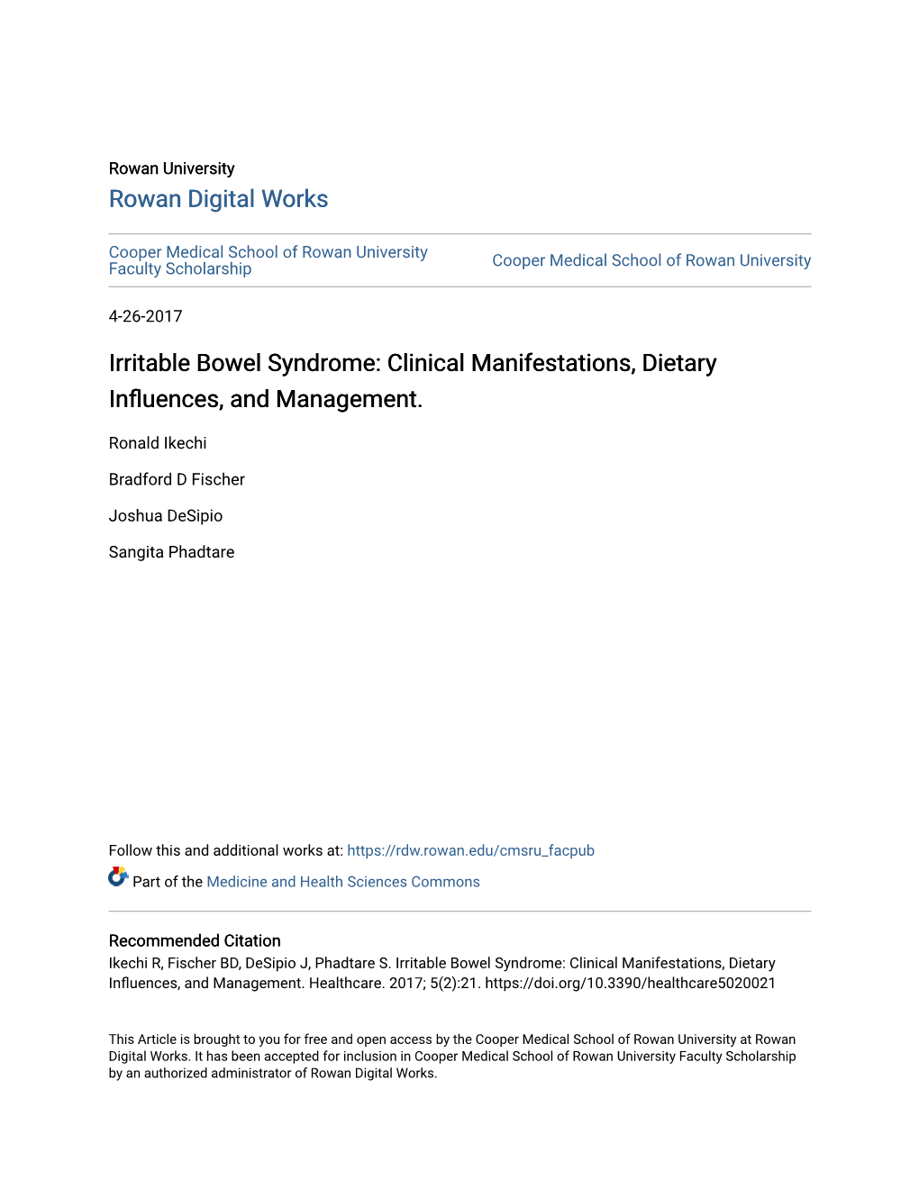 Irritable Bowel Syndrome: Clinical Manifestations, Dietary Influences, and Management